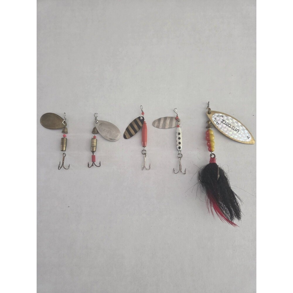 Vintage Fishing Lures Assorted Spinners Plus Mepps Aglia Long 4 Lot Of 5